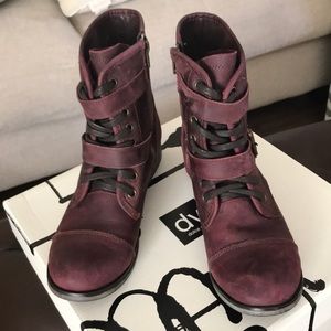 Dolce Vita Burgundy leather combat boots.